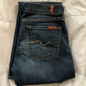 7 for all mankind low rise flare dark wash jeans